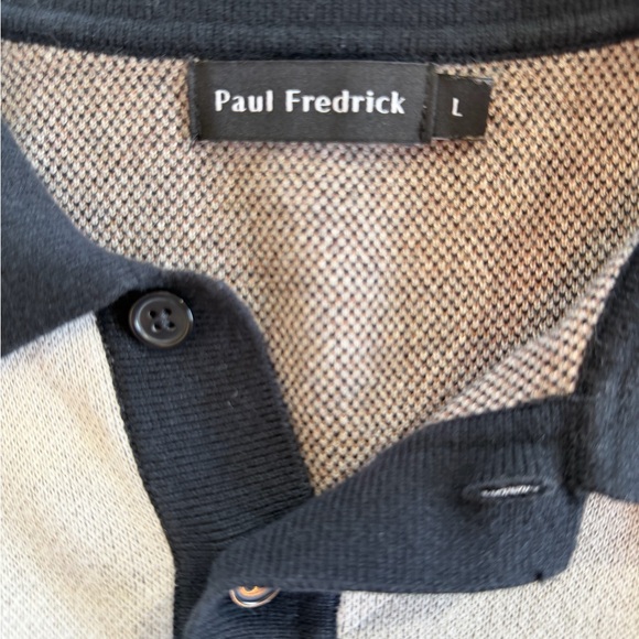 Paul Fredrick Knit Polo Shirt black brown 100% cotton size L - Picture 2 of 10